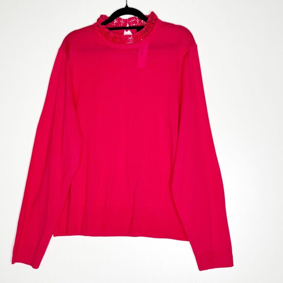 New J. Crew Tippi Sweater Lace Collar Merino Wool Women's Plus Size 2X - Picture 1 of 8